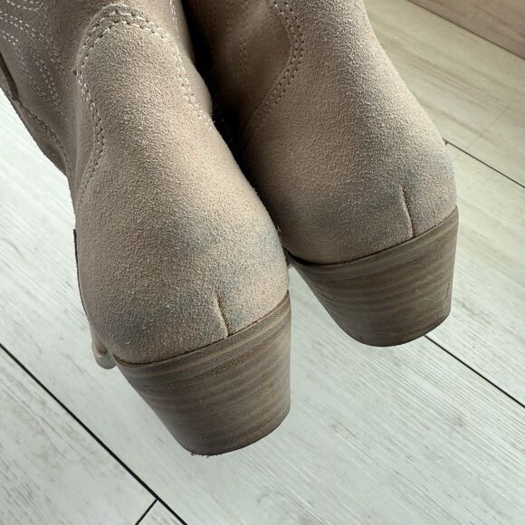 Nine West Texan Western Boot Women’s 7.5 Beige Blush Leather Pointed Toe Cowgirl - Picture 4 of 16